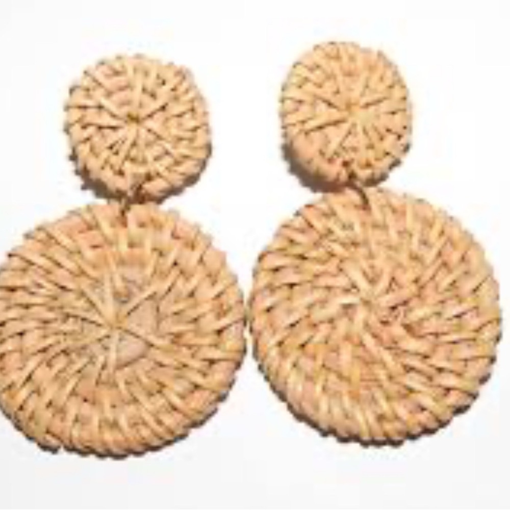 Woven Tan Statement Earrings